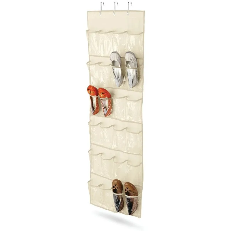 Honey-Can-Do SFT-01256 Shoe Organizer, 21 in W, 57 in H, Canvas, Beige (POS)
