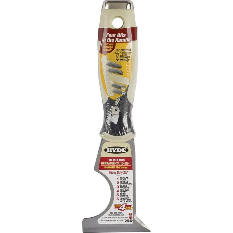 Hyde 06920 Multi-Tool, 2-1/2 in W Blade, 1-Edge Blade, HCS Blade, Polypropylene Handle, Soft Grip Handle, 8-1/8 in OAL