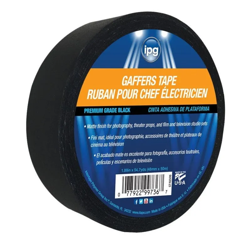 IPG 5638 Gaffer’s Tape, 60 yd L, 1.87 in W, Black