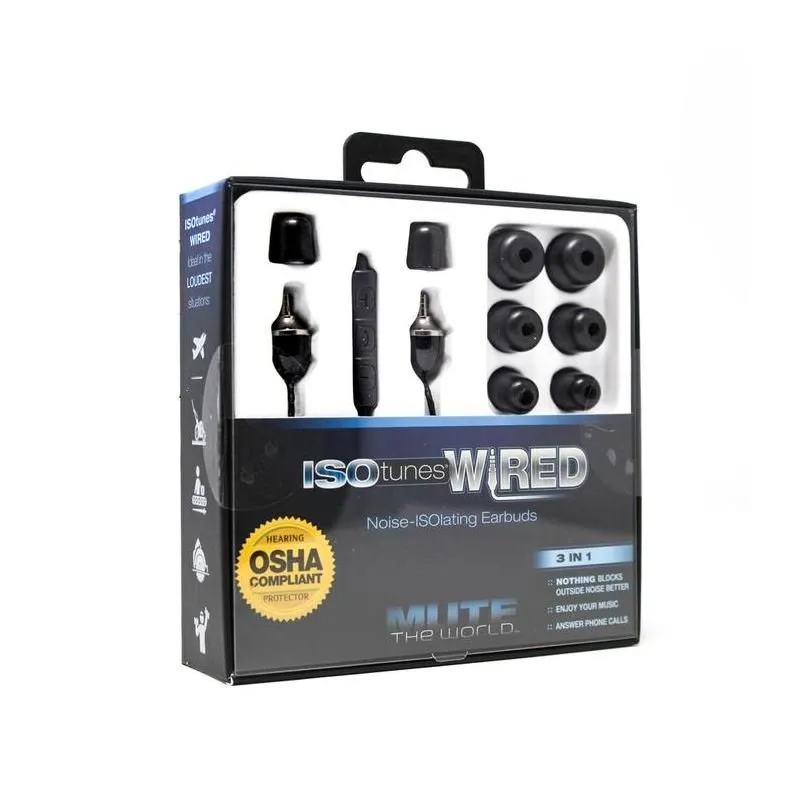 ISOtunes WIRED Noise-Isolating Earbuds – Black