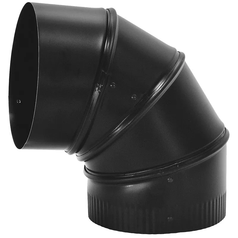Imperial BM0015 Stove Pipe Elbow, 90 deg Angle, 7 in, 24 Gauge, Steel, Black, Matte (Pack of 4)