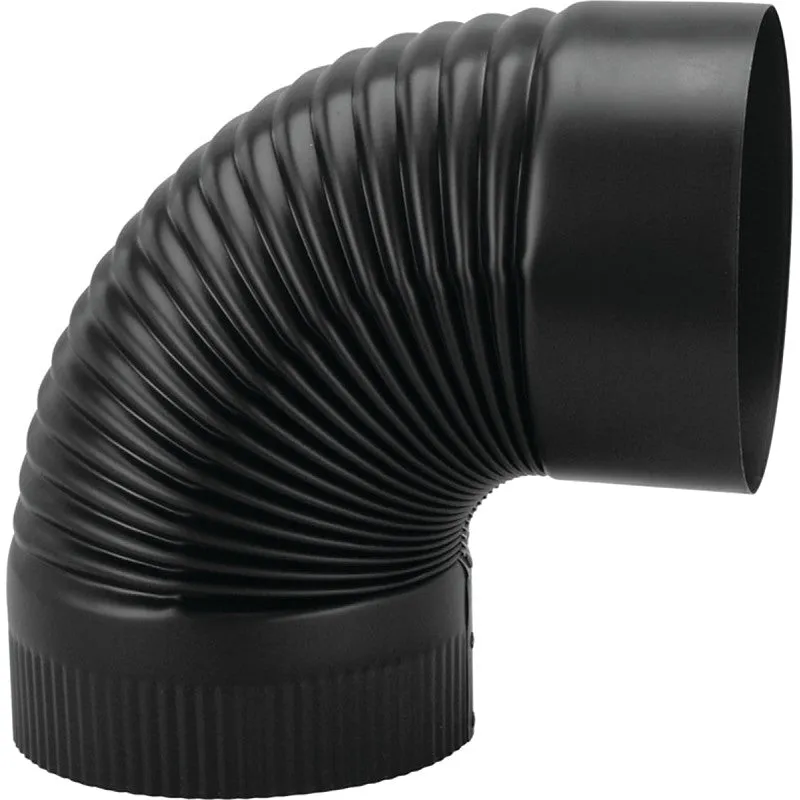Imperial BM0025 Stove Pipe Elbow, 90 deg Angle, 8 in, 24 Gauge, Steel, Black (Pack of 4)