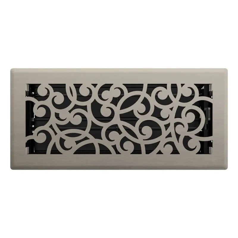 Imperial RG3360 Wonderland Design Decorative Floor Register, 10 in L, 4 in W, Steel, Brushed Nickel