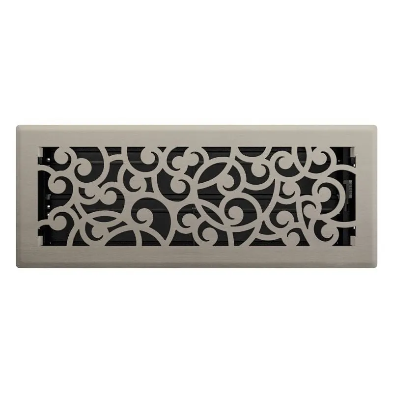 Imperial RG3361 Wonderland Design Decorative Floor Register, 12 in L, 4 in W, Steel, Brushed Nickel