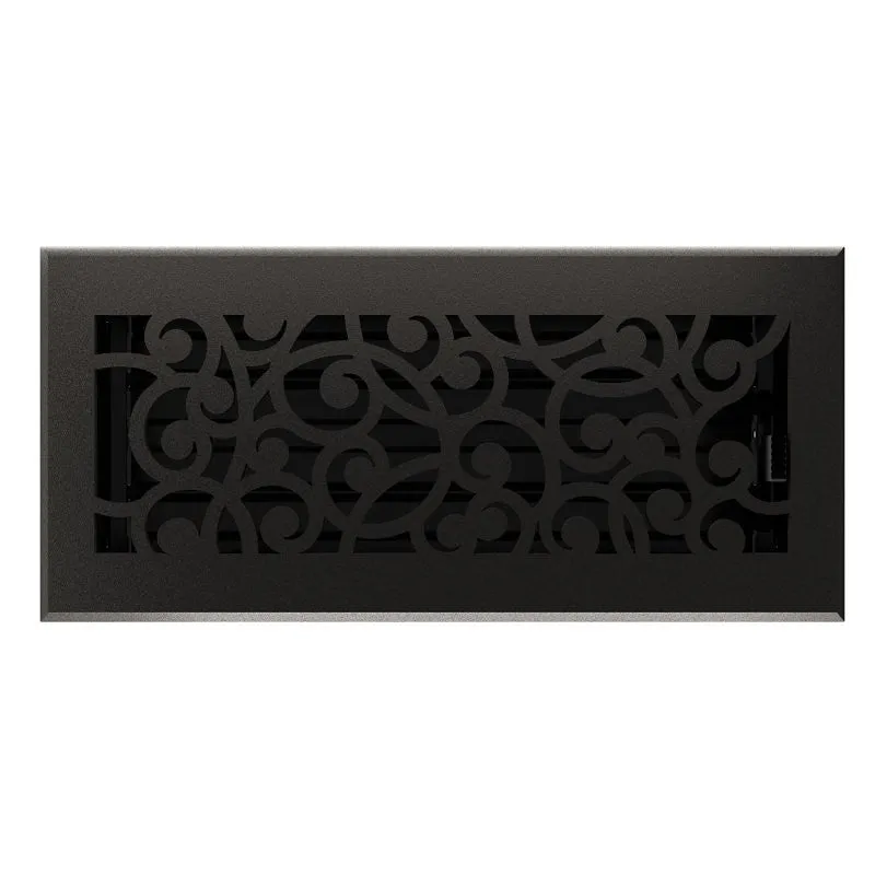 Imperial Wonderland Series RG3374 Decorative Floor Register, 4 in L, 10 in W, Steel, Matte Black