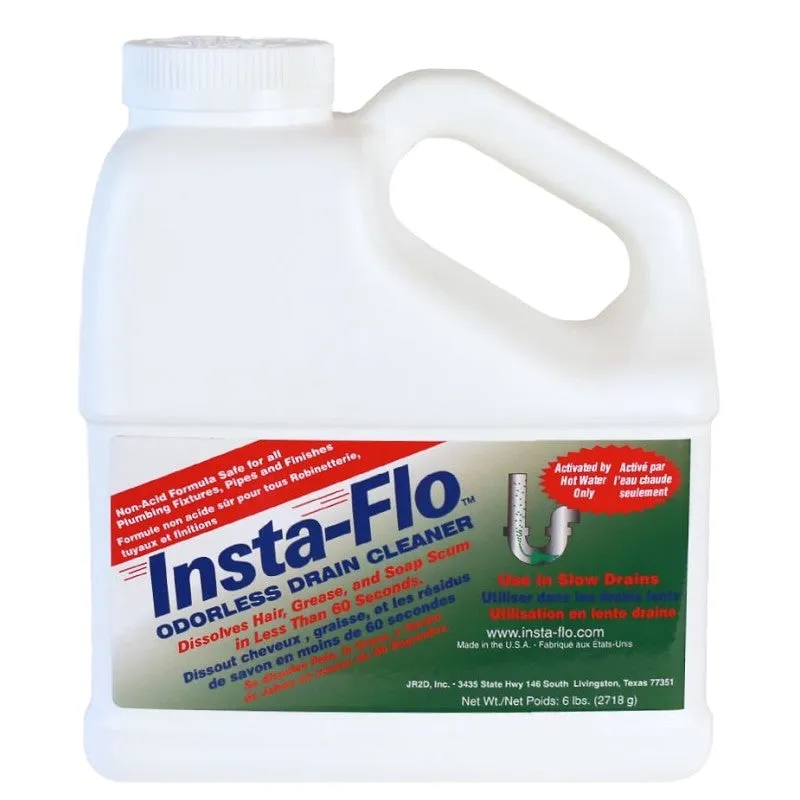 Insta-Flo IS-600 Drain Cleaner, Solid, White, Odorless, 6 lb Bottle (Pack of 4)