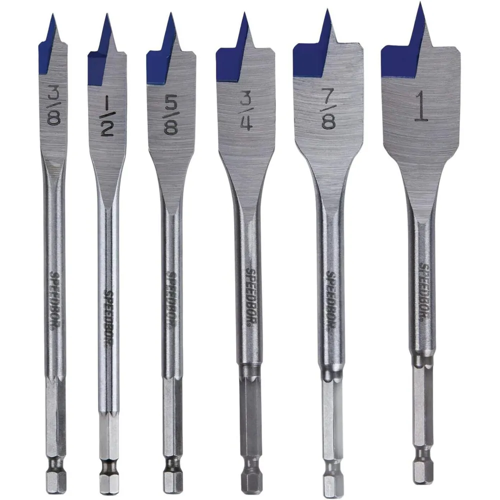 Irwin 88886 6 Piece SPEEDBOR Spade Wood Drill Bit Set