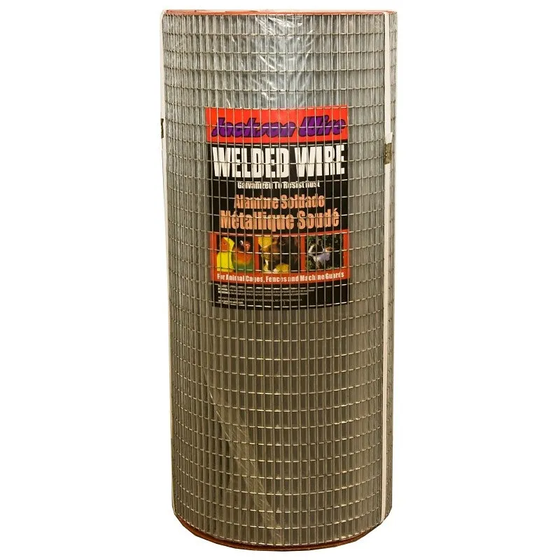 Jackson Wire 10101514 Welded Garden Fence, 10 ft L, 24 in H, 1 x 1 in Mesh, 16 Gauge, Galvanized
