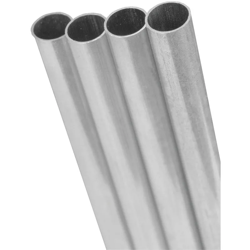 K & S 1112 Decorative Metal Tube, Round, 36 in L, 7/32 in Dia, 0.014 in Wall, Aluminum (Pack of 6)
