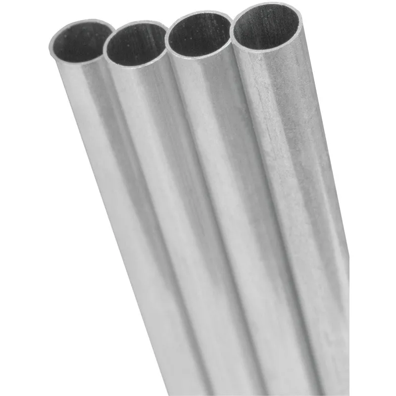 K & S 1113 Decorative Metal Tube, Round, 36 in L, 1/4 in Dia, 0.014 in Wall, Aluminum (Pack of 5)
