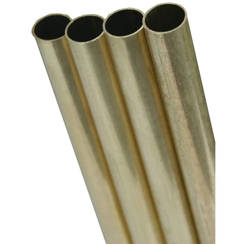 K & S 1151 Decorative Metal Tube, Round, 36 in L, 5/16 in Dia, 0.014 in Wall, Brass (Pack of 4)