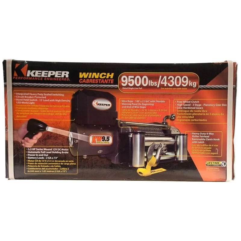 Keeper KW95122 Winch, Electric, 12 VDC, 9500 lb