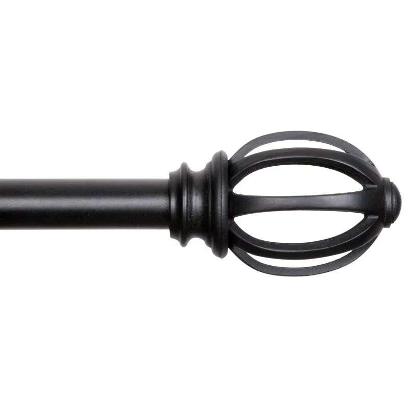 Kenney Fast Fit KN75240 Curtain Rod, 5/8 in Dia, 36 to 66 in L, Steel, Black