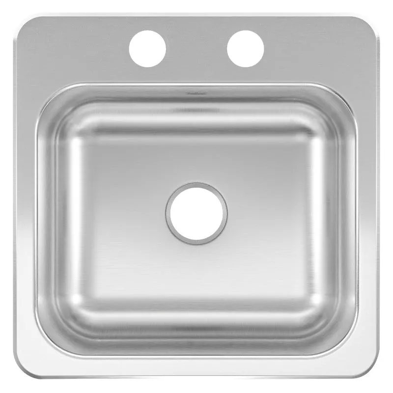 Kindred CSLA1515-6-2CBN Bar Sink Bowl, Rectangle Bowl, 15 in L x 15 in W Dimensions, Stainless Steel, Satin, 1-Bowl