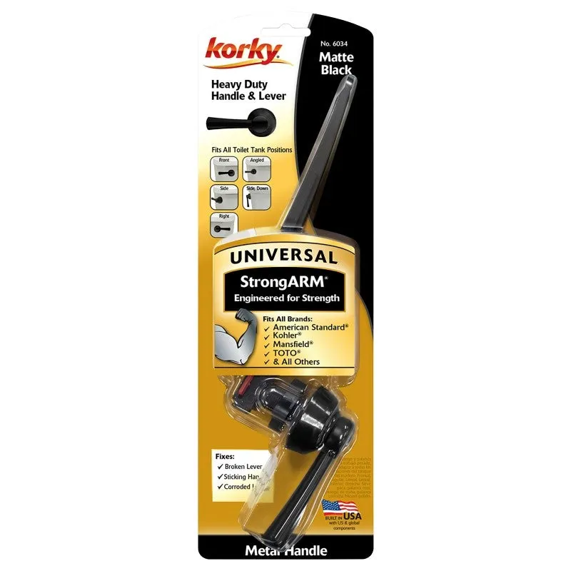 Korky StrongARM Series 6034BP Tank Flush Lever, Angled, Front, Left, Right, Side Mounting, Metal, Matte