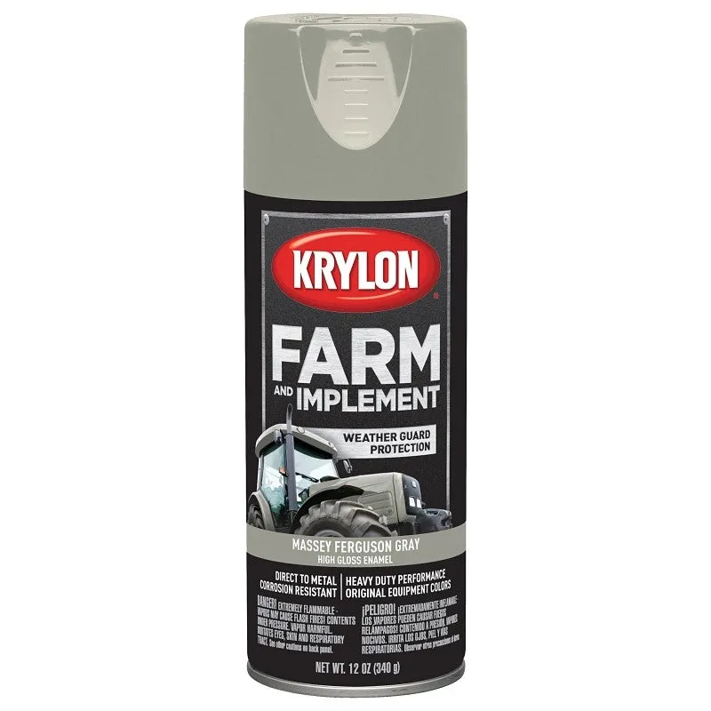 Krylon K01938000 Farm Equipment Spray, High-Gloss, Massey Ferguson Gray, 12 oz (Pack of 6)