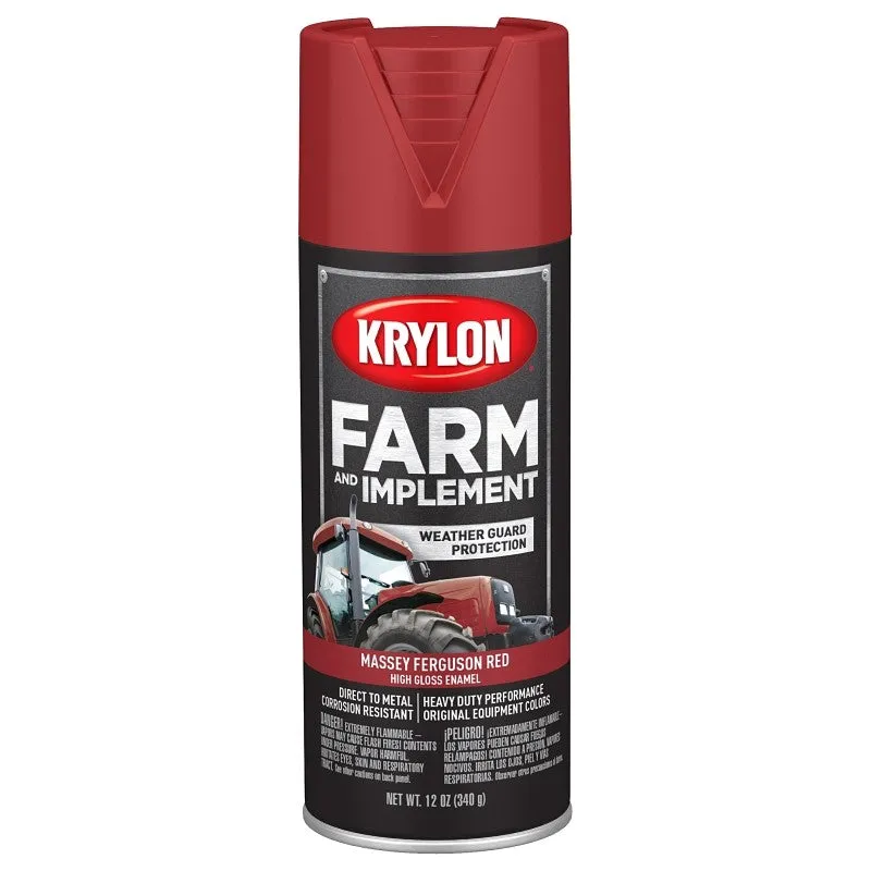 Krylon K01939000 Farm Equipment Spray, High-Gloss, Massey Ferguson Red, 12 oz (Pack of 6)