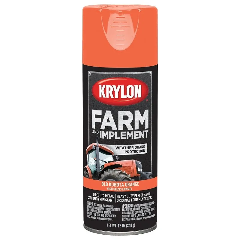 Krylon K01946000 Farm Equipment Spray, High-Gloss, Old Kubota Orange, 12 oz (Pack of 6)