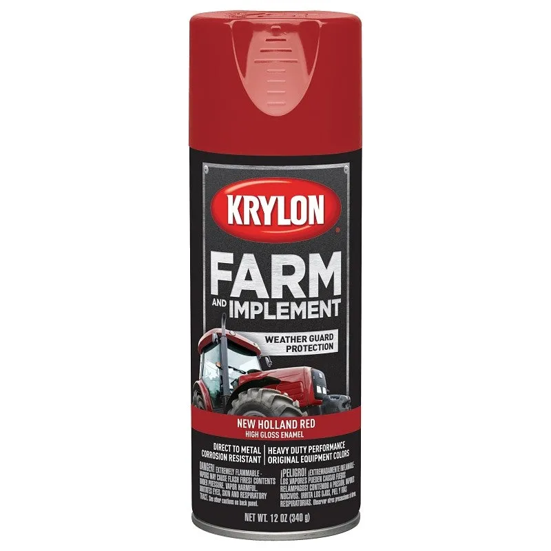 Krylon K01947000 Farm Equipment Spray, High-Gloss, New Holland Red, 12 oz (Pack of 6)