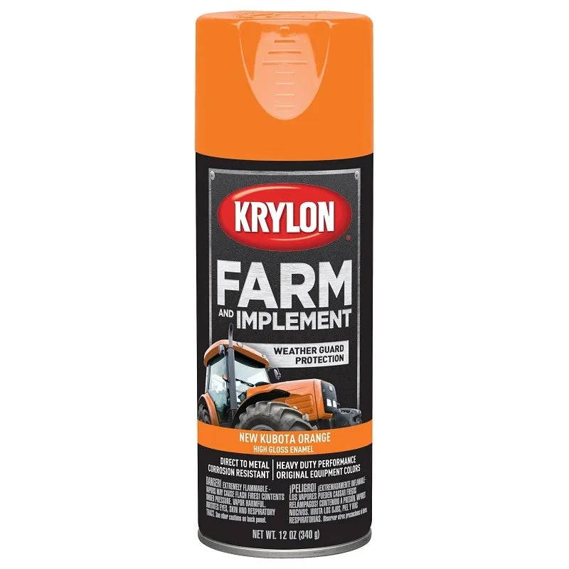 Krylon K01954000 Farm Equipment Spray, High-Gloss, New Kubota Orange, 12 oz (Pack of 6)