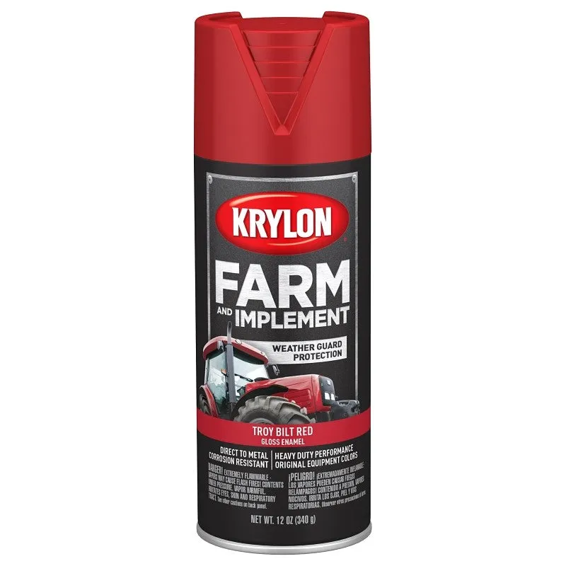 Krylon K01960777 Farm Equipment Spray, High-Gloss, Troy Bilt Red, 12 oz (Pack of 6)