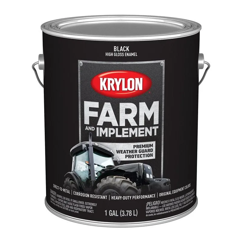 Krylon K01962008 Farm and Implement Paint, 1 gal, Black, Liquid (Pack of 4)