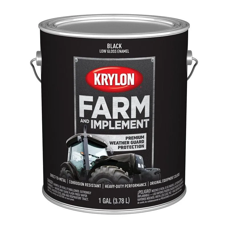Krylon K01965008 Farm and Implement Paint, 1 gal, Black, Liquid (Pack of 4)