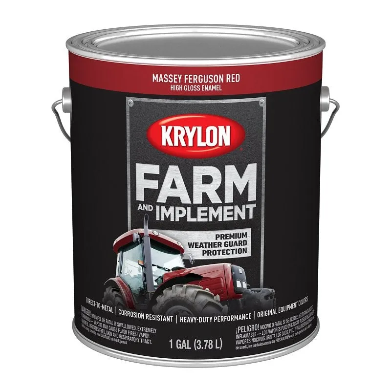 Krylon K01968008 Farm and Implement Paint, 1 gal, Red, Liquid (Pack of 4)