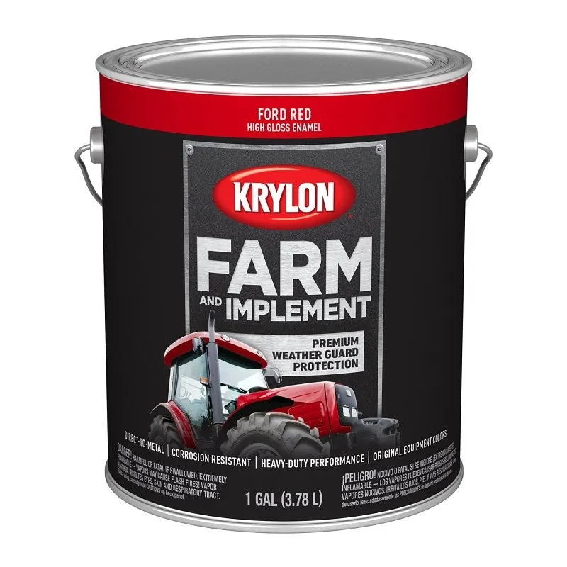 Krylon K01972008 Farm and Implement Paint, 1 gal, Red, Liquid (Pack of 4)
