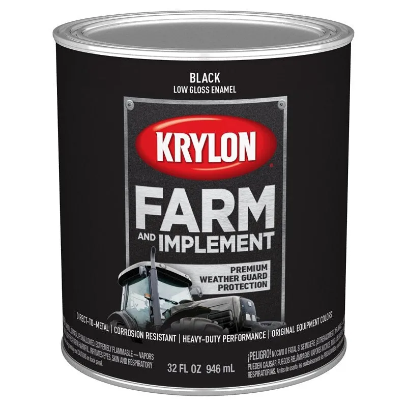 Krylon K02022008 Farm and Implement Paint, 1 qt, Black, Liquid (Pack of 2)