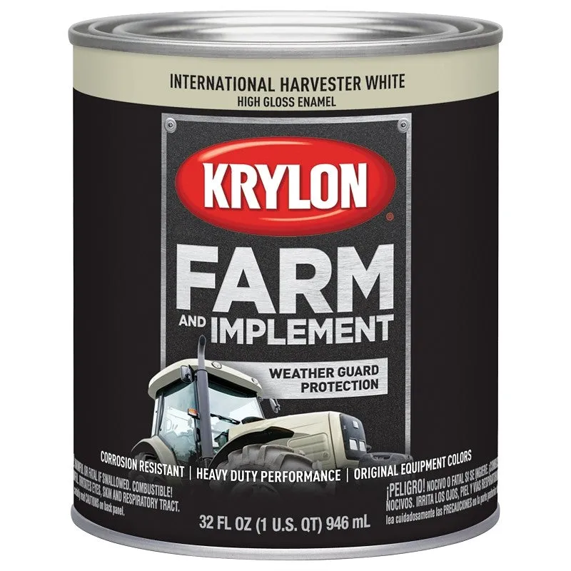 Krylon K02034000 Farm Equipment Paint, High-Gloss Sheen, International Harvester White, 1 qt (Pack of 2)