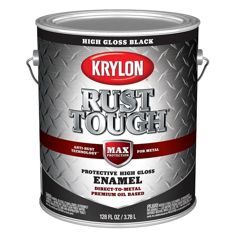 Krylon Rust Tough K09730008 Rust Preventative Paint, Gloss, Black, 1 gal, 400 sq-ft/gal Coverage Area (Pack of 4)