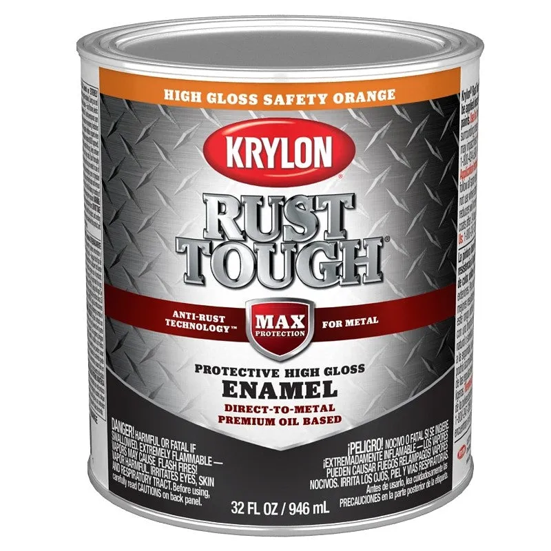 Krylon Rust Tough K09767008 Rust Preventative Paint, Gloss, Safety Orange, 1 qt, 400 sq-ft/gal Coverage Area (Pack of 2)
