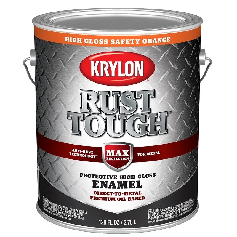 Krylon Rust Tough K09768008 Rust Preventative Paint, Gloss, Safety Orange, 1 gal, 400 sq-ft/gal Coverage Area (Pack of 4)