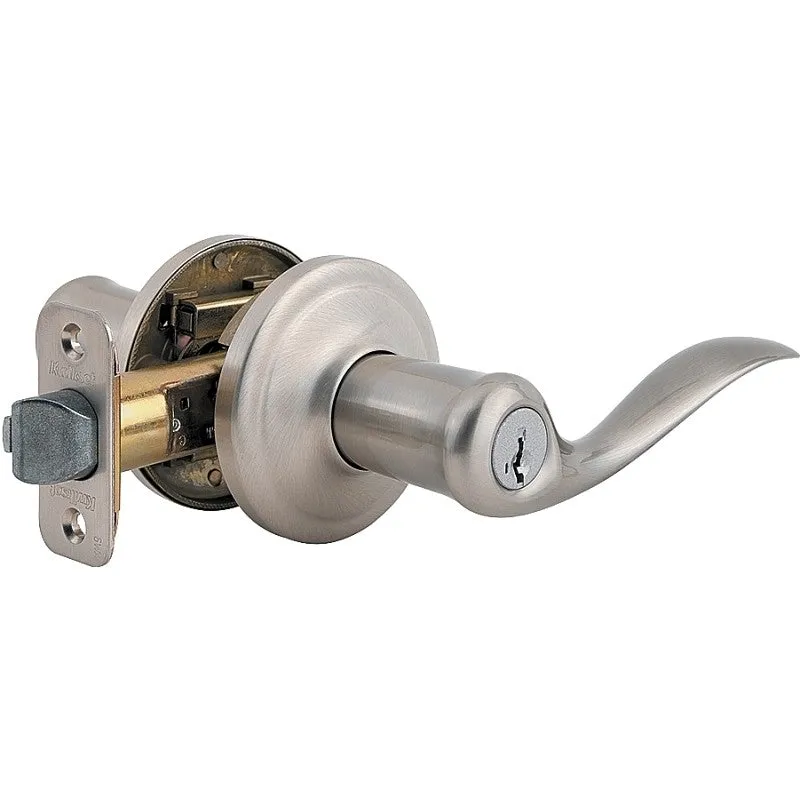 Kwikset Signature Series 740TNL 15SMTRCAL/R Entry Lever, Satin Nickel, Full Lip Round Corner Strike, 2-1/4 in Strike