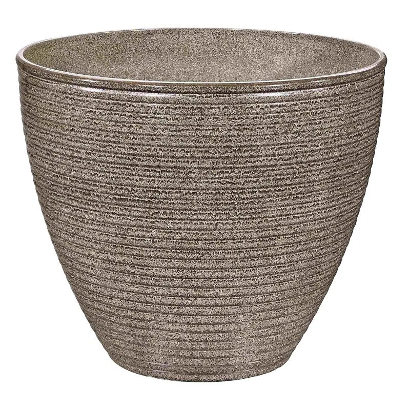 Landscapers Select PT-S005 Wave Planter, 13 in Dia, 11 in H, Round, Resin, Beige, Beige Wave (Pack of 6)
