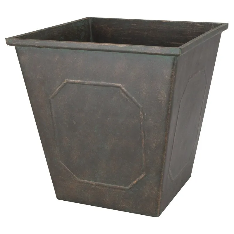 Landscapers Select PT-S046 Planter, 14 in Dia, 14 in H, 14 in W, 14 in D, Square, Resin, Metallic, Metallic (Pack of 6)