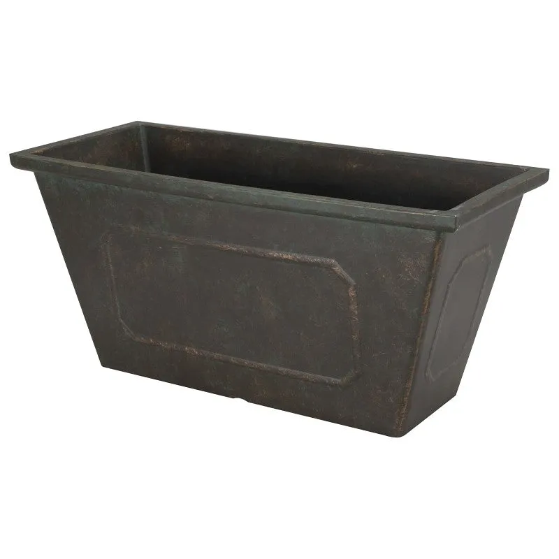 Landscapers Select PT-S049 Planter, 8.75 in H, 19 in W, 8 in D, Rectangle, Resin, Black, Metallic (Pack of 6)