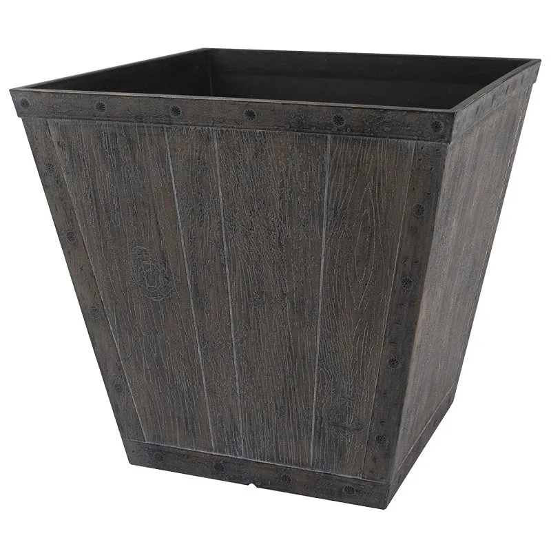Landscapers Select S161015-12064-A Square Whiskey Barrel Planter, 13-1/4 in H, 14-1/2 In W, Square, High-Density Resin (Pack of 6)