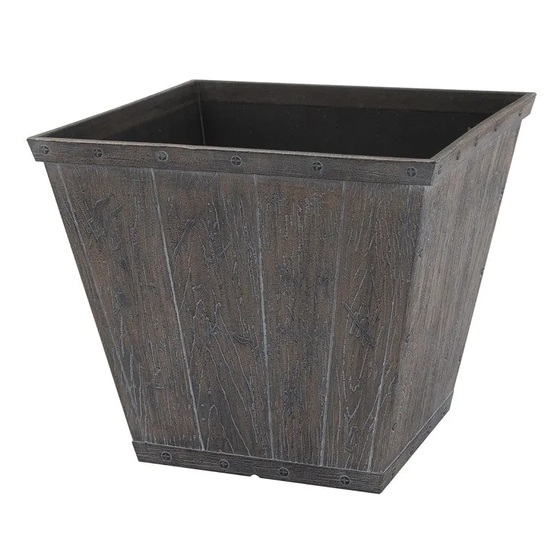 Landscapers Select S17050410-01-A Square Barn Planter, 8-1/2 in H, 10 in W, Square, High-Density Resin, White Wash (Pack of 6)