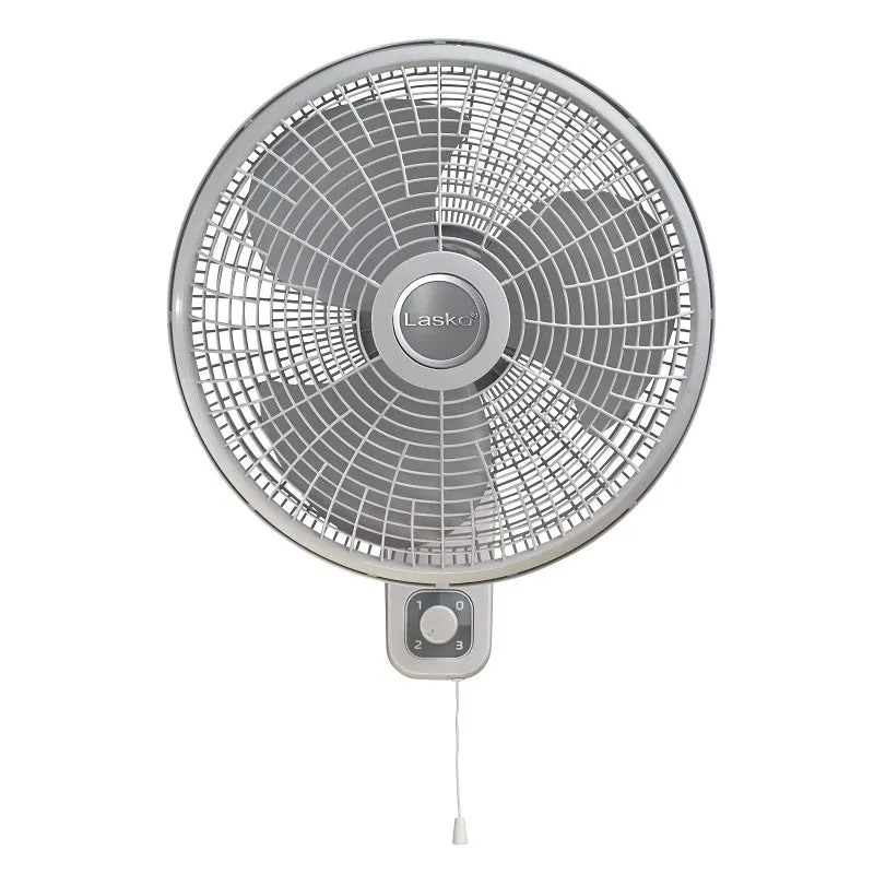 Lasko M16900 Oscillating Wall Mount Fan, 120 V, 16 in Dia Blade, 3-Blade, 3-Speed, Gray/White