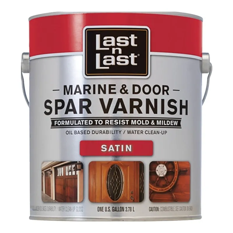 Last n Last 94101 Marine and Door Spar Varnish, Satin, Amber, Liquid, 1 gal (Pack of 2)