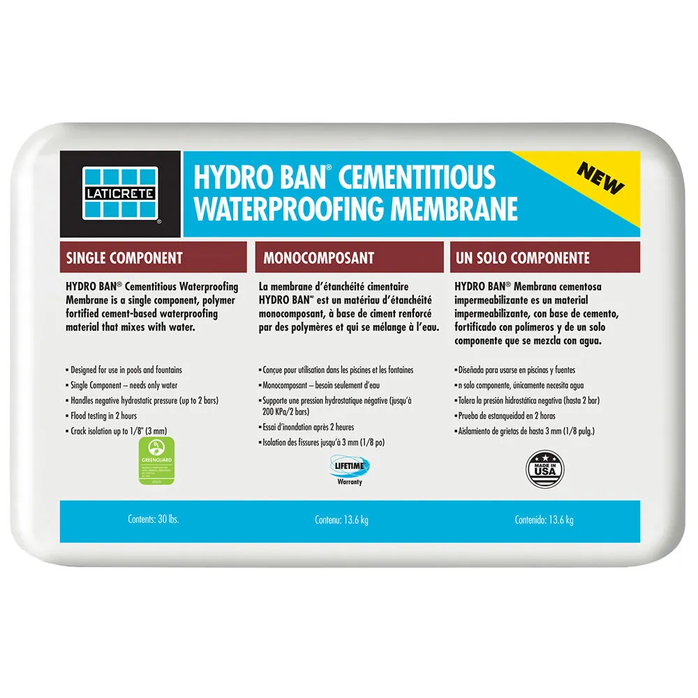 Laticrete Hydro Ban Cementitious Waterproof Membrane – 30 lb bag