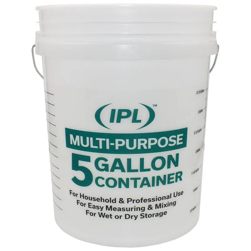 Leaktite 1123056 Multi-Purpose Pail with Handle, 5 gal Capacity, HDPE, Natural, Injection Molded No-Mark Grip Handle
