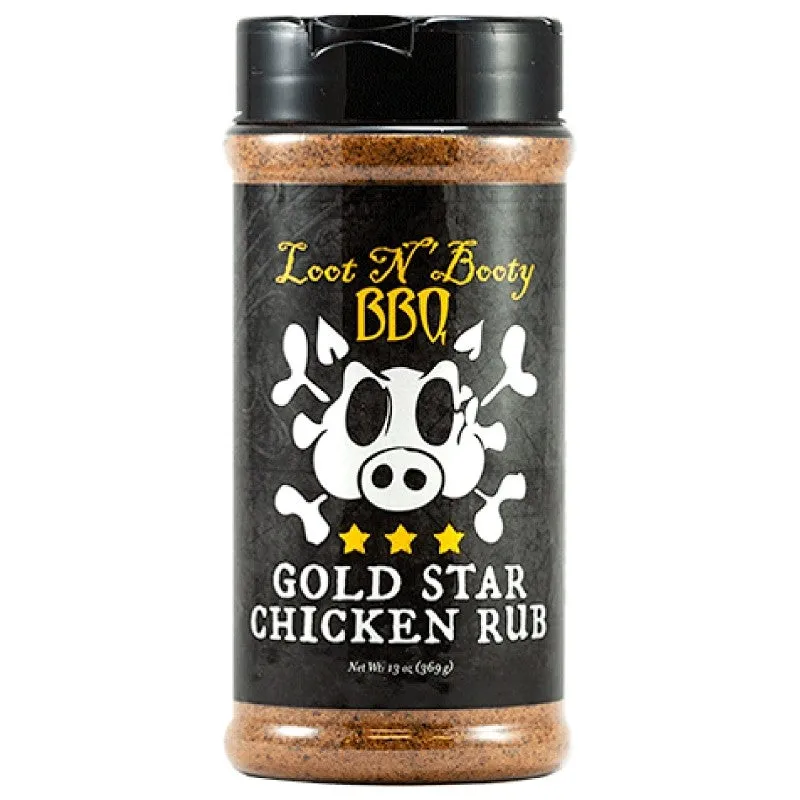 Loot N’ Booty BBQ OW88251 Gold Star Rub, 13 oz Bottle