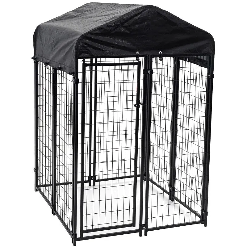 Lucky Dog CL 60544 Kennel, 4 ft OAL, 4 ft OAW, 6 ft OAH, Steel, Powder-Coated, Black