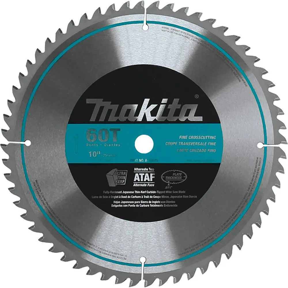 Makita A-93675 10″ 60T Micro‑Polished Miter Saw Blade