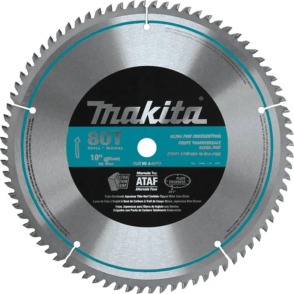 Makita A-93681 10″ 80T Micro‑Polished Miter Saw Blade
