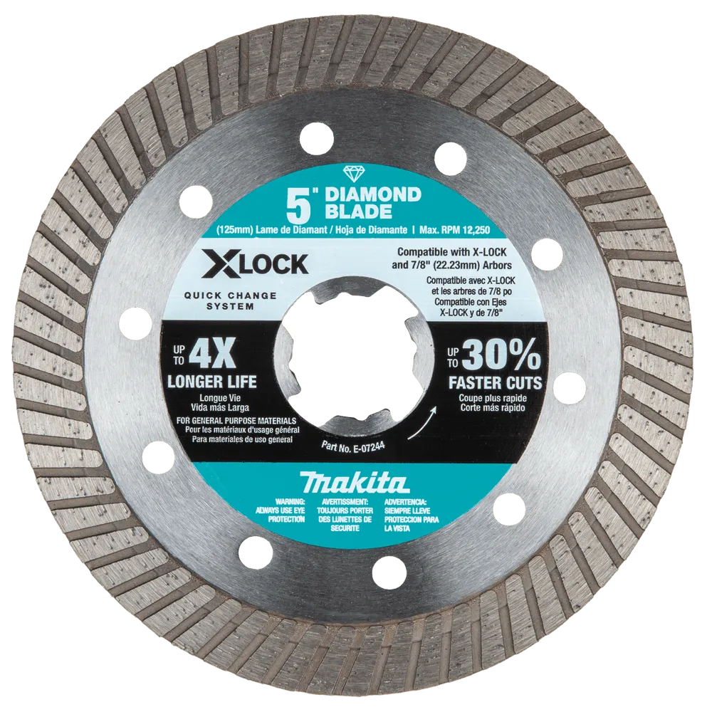 Makita E-07244 X‑LOCK 5″ Turbo Rim Diamond Blade for Masonry Cutting