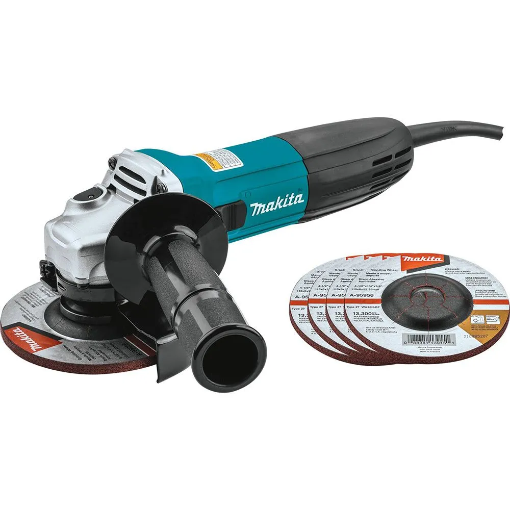 Makita GA4530X Angle Grinder 4-1/2″ w/ 5 Grinding Wheels